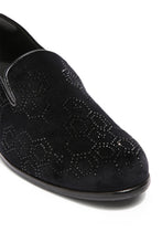 Load image into Gallery viewer, Obsidian Bloom Velvet Embroidered Shoes
