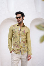 Load image into Gallery viewer, Olive Green Floral Embroidery Shirt
