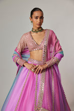 Load image into Gallery viewer, MAUVE MULTICOLOR LINEAR LEHENGA WITH V NECK BLOUSE
