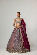 Load image into Gallery viewer, TEAL WINE MULTICOLOR LEHENGA SET WITH WINE DUPATTA
