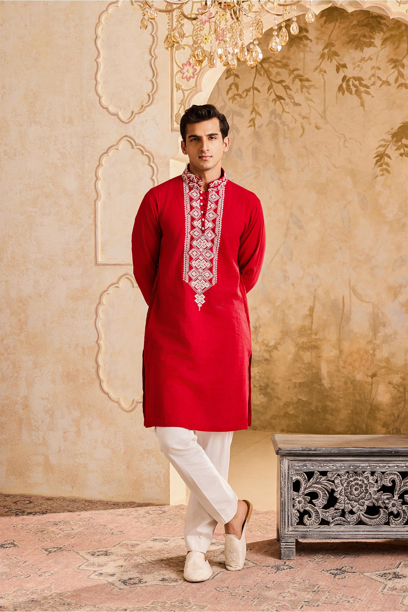 EMBROIDRED RED KURTA PANT
