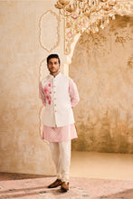 Load image into Gallery viewer, IVORY FLORAL BUNDI PINK KURTA CHURIDAR

