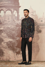 Load image into Gallery viewer, Azalea Black Linen Embroidered Bandhgala Set
