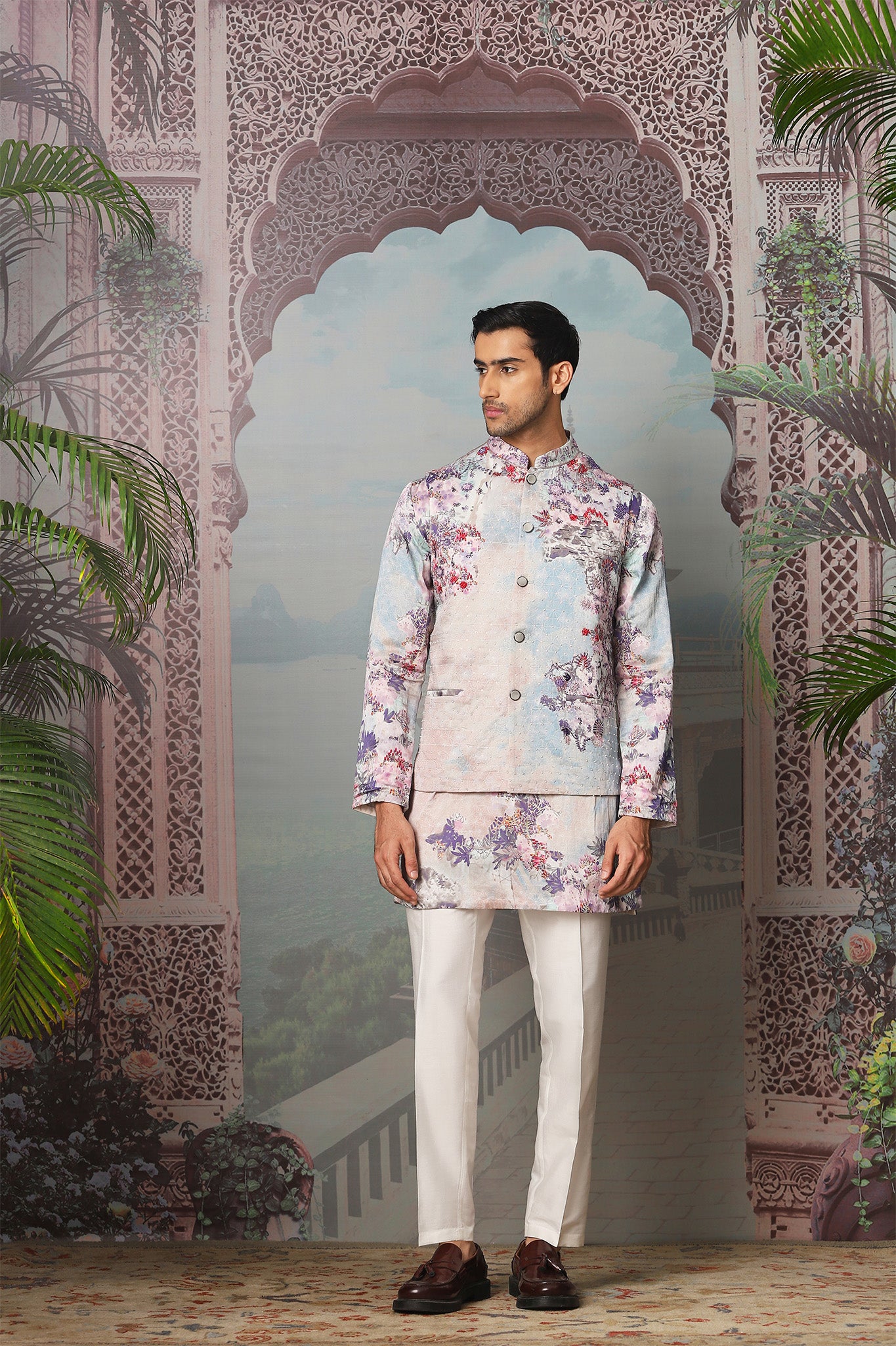 Garden Euphoria Embroidered Kurta Bundi Set
