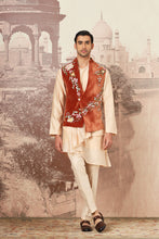 Load image into Gallery viewer, Sienna Rust Velvet Embroidered Kurta Bundi Set
