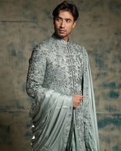 Load image into Gallery viewer, Chateau Gray hand embroidered sherwani set
