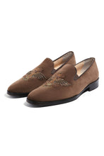 Load image into Gallery viewer, Falcon Crest Tan Velvet Slip-Ons
