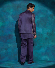 Load image into Gallery viewer, Oceanic Purple hand embroidered short jacket set
