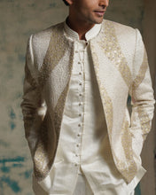 Load image into Gallery viewer, Ivory hand embroidered sequins short jacket set
