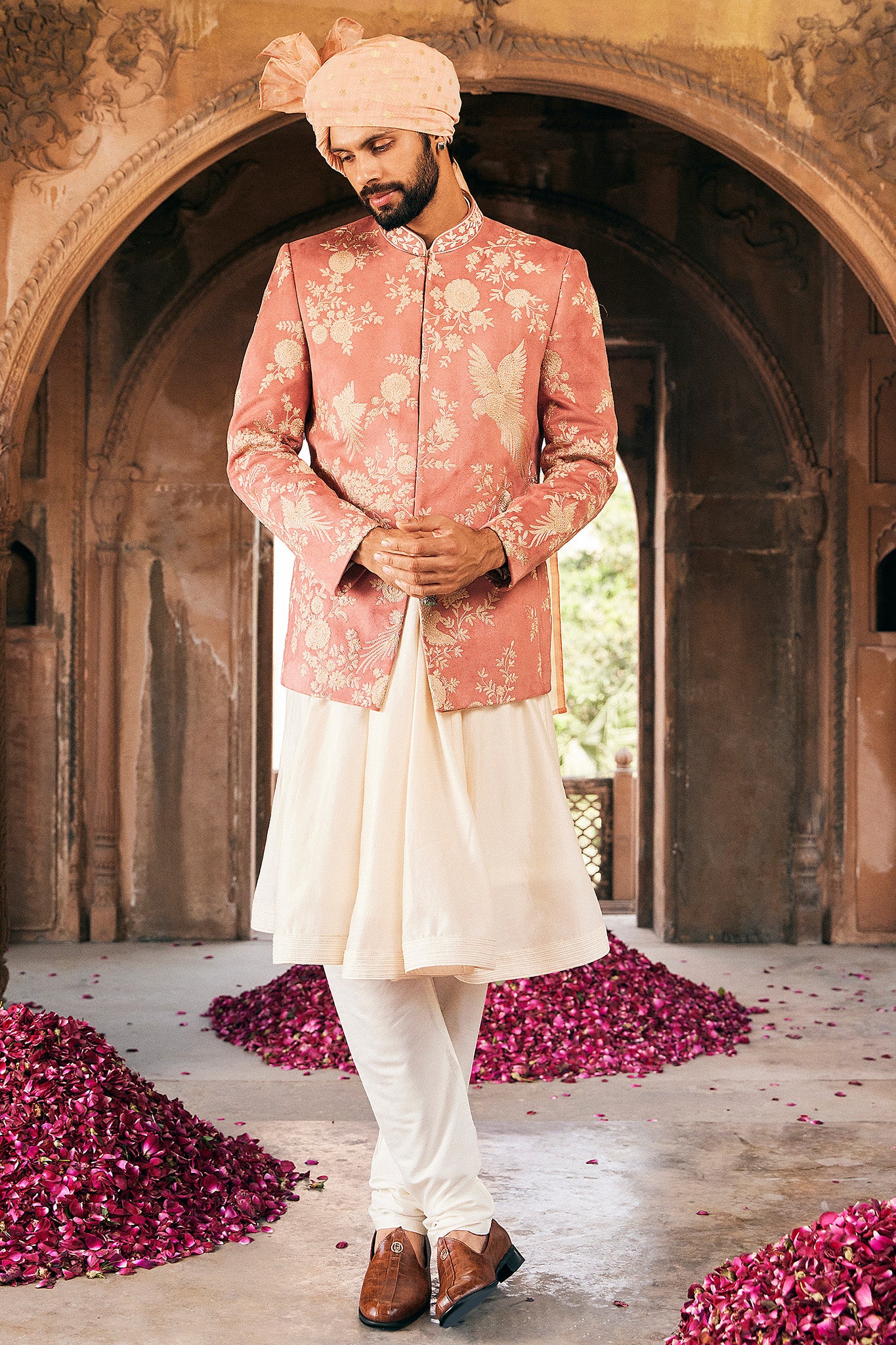 Pink Kiran Dori Embroidery Bandhgala with Anarkali Kurta