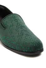 Load image into Gallery viewer, Emerald Eclipse Velvet Embroidered Shoes
