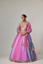 Load image into Gallery viewer, MAUVE MULTICOLOR LINEAR LEHENGA WITH V NECK BLOUSE

