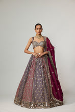 Load image into Gallery viewer, TEAL WINE MULTICOLOR LEHENGA SET WITH WINE DUPATTA
