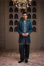 Load image into Gallery viewer, TEAL JACKET KURTA PATIYALA SALWAR
