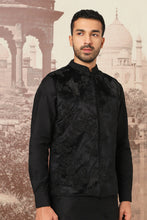 Load image into Gallery viewer, Black Kiran Dori Embroidery Kurta Bundi Set
