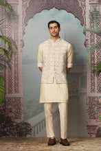 Load image into Gallery viewer, Ivory Splendor Georgette Silk Kurta Bundi Set
