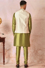 Load image into Gallery viewer, Multicolour Floral Embroidered Cotton Silk Kurta Bundi Set
