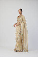 Load image into Gallery viewer, Golden Shimmer Organza saree set
