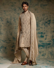 Load image into Gallery viewer, Sand Grey Linen Silk Embriodered Sherwani Set
