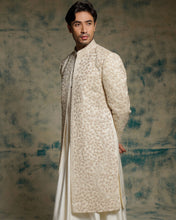 Load image into Gallery viewer, Ivory embriodered pearl open sherwani set
