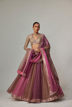 Load image into Gallery viewer, MUD MAUVE MULTICOLOR LEHENGA WITH V NECK BLOUSE
