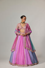 Load image into Gallery viewer, MAUVE MULTICOLOR LINEAR LEHENGA WITH V NECK BLOUSE
