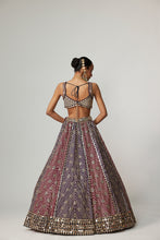 Load image into Gallery viewer, TEAL WINE MULTICOLOR LEHENGA SET WITH WINE DUPATTA
