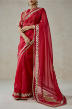 Load image into Gallery viewer, Organza Red Saree Set
