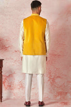 Load image into Gallery viewer, Mustard Velvet Bundi and Silk Kurta Set

