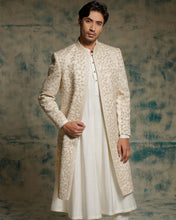 Load image into Gallery viewer, Ivory embriodered pearl open sherwani set
