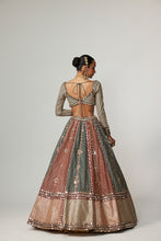 Load image into Gallery viewer, CRANBERRY FLOWER LINEAR LEEHNGA WITH FULL SLEEVE BLOUSE.
