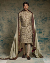 Load image into Gallery viewer, Sand Grey Linen Silk Embriodered Sherwani Set
