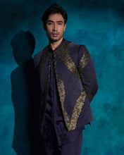 Load image into Gallery viewer, Twilight Blue hand embroidered sequence short jacket set
