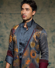 Load image into Gallery viewer, Charcoal Blue Hand painted concept blazer set
