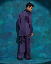 Load image into Gallery viewer, Oceanic Purple hand embroidered short jacket set
