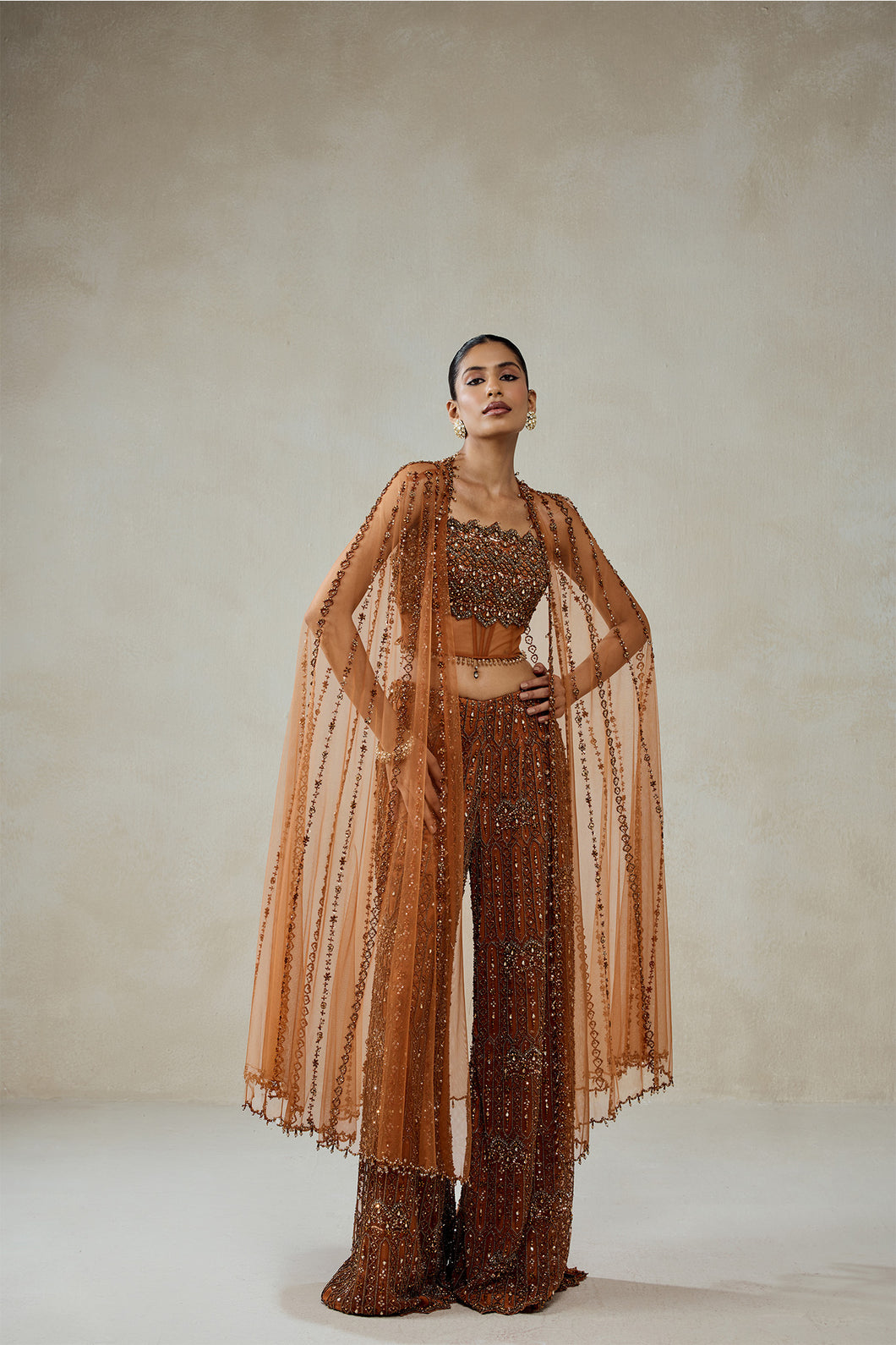 Cod Setdres Copper Cod Set With Cape Sharara Set – Karegar