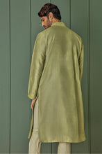 Load image into Gallery viewer, Olive Allure Olive Green Chanderi Kurta with All Over Resham Motifs
