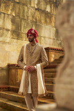 Load image into Gallery viewer, Gold Dupion Silk Sherwani Set
