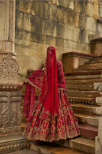 Load image into Gallery viewer, Red Maroon Raw Silk Lehenga Set
