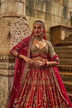 Load image into Gallery viewer, Red Maroon Raw Silk Lehenga Set
