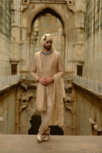 Load image into Gallery viewer, Gold Woven Banarasi Sherwani Set
