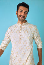 Load image into Gallery viewer, Leafy Affai Ivory Kurta with Leaf Motifs in Yellow, Peach, and White
