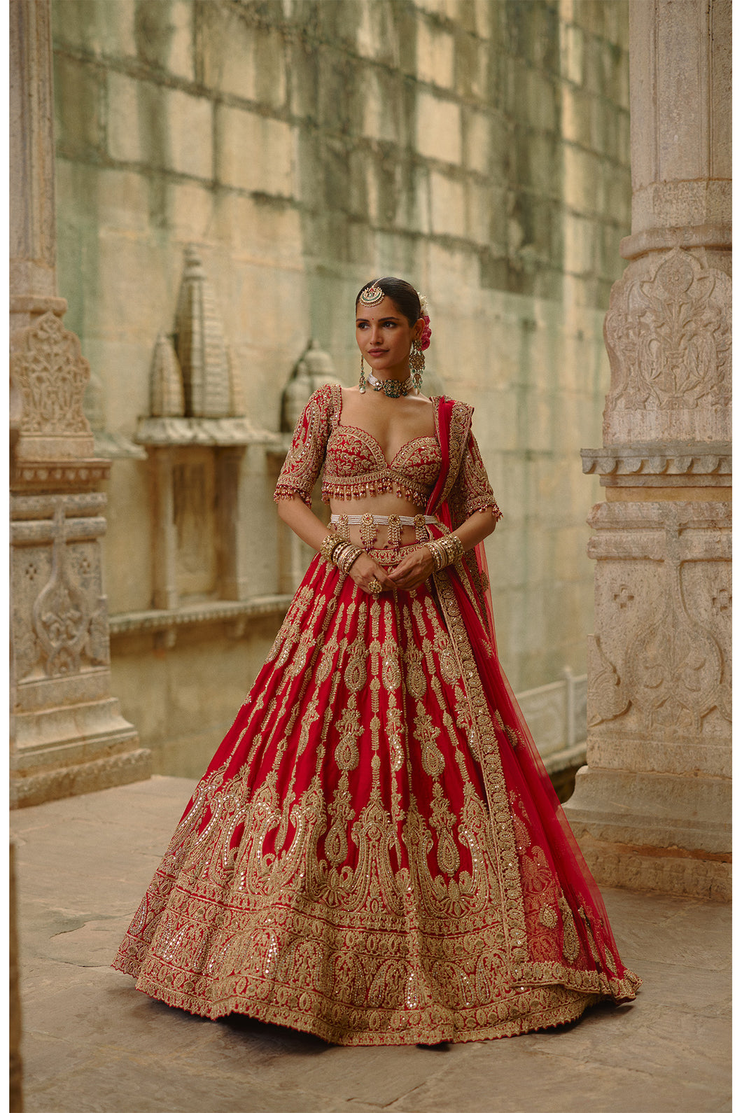 Red Lehenga With Dori Work