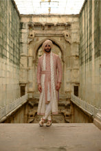 Load image into Gallery viewer, Pink Salmon Matka Sherwani With Beige Kurta Churidar Set
