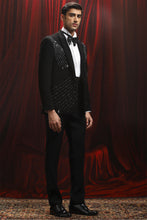 Load image into Gallery viewer, Black velvet Metal Embellished Tuxedo

