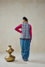 Load image into Gallery viewer, Royal Blue Patola Short Jacket With Dhoti Skirt Set
