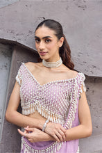 Load image into Gallery viewer, Lavender Pink Pearl tassel sari
