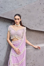 Load image into Gallery viewer, Lavender Pink Pearl tassel sari
