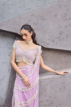 Load image into Gallery viewer, Lavender Pink Pearl tassel sari
