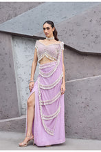 Load image into Gallery viewer, Lavender Pink Pearl tassel sari
